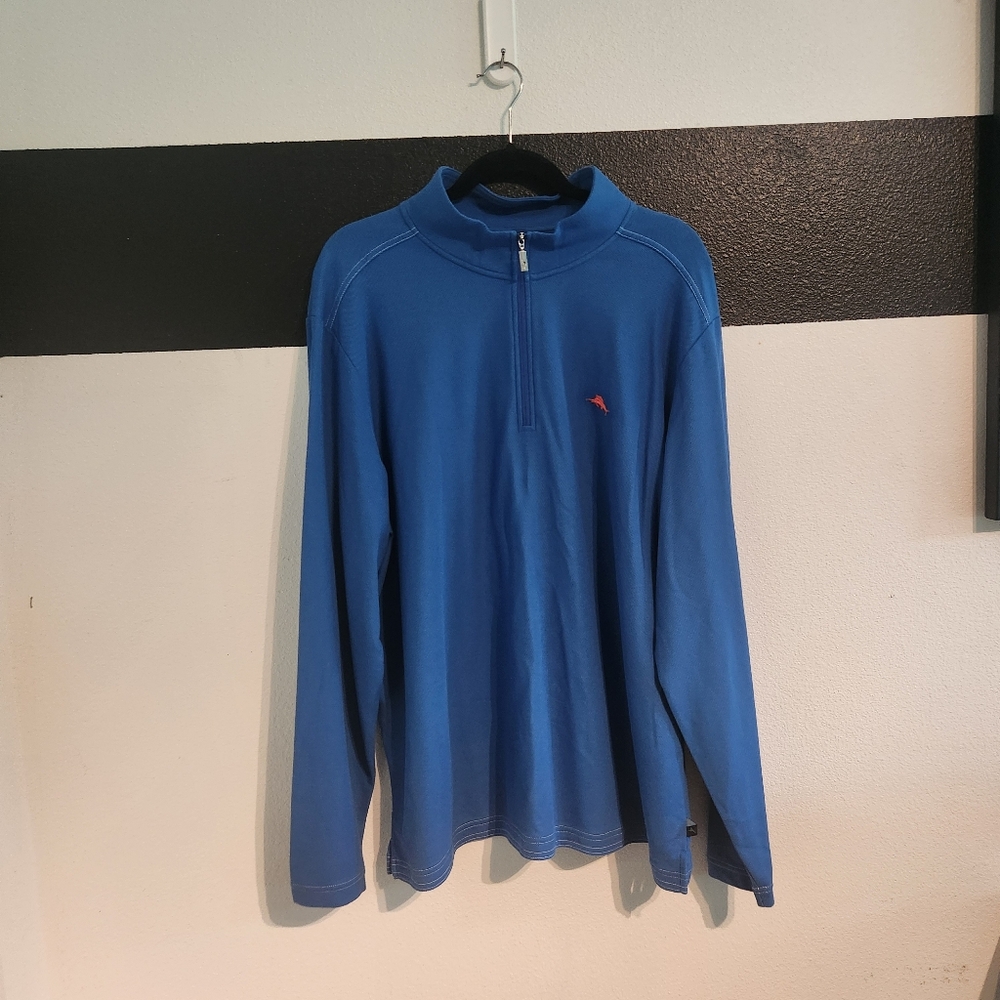 Tommy Bahama Men's Blue Long Sleeve Polo Size L